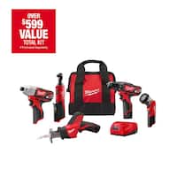 Milwaukee M12 12V Cordless Lithium-Ion Compact 5 Tool Combo Kit Deals