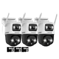 3 Pack Defender AI Powered Pro 3K Dual Lens Camera w/64GB Card Deals