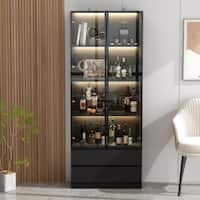 Fufu&Gaga 78.7-in. Black Wooden Accent Storage Cabinet Deals